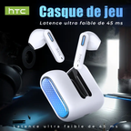 HTC NE49 TWS Wireless Earbuds - Bluetooth 6.0 Gaming Headsets, High Fidelity, IPX5 Waterproof Headphones, Built-in Microphone, Gaming Stuff, Headphones Bluetooth, Mens Gifts, Birthday Gifts for Him, Ideal for Sports